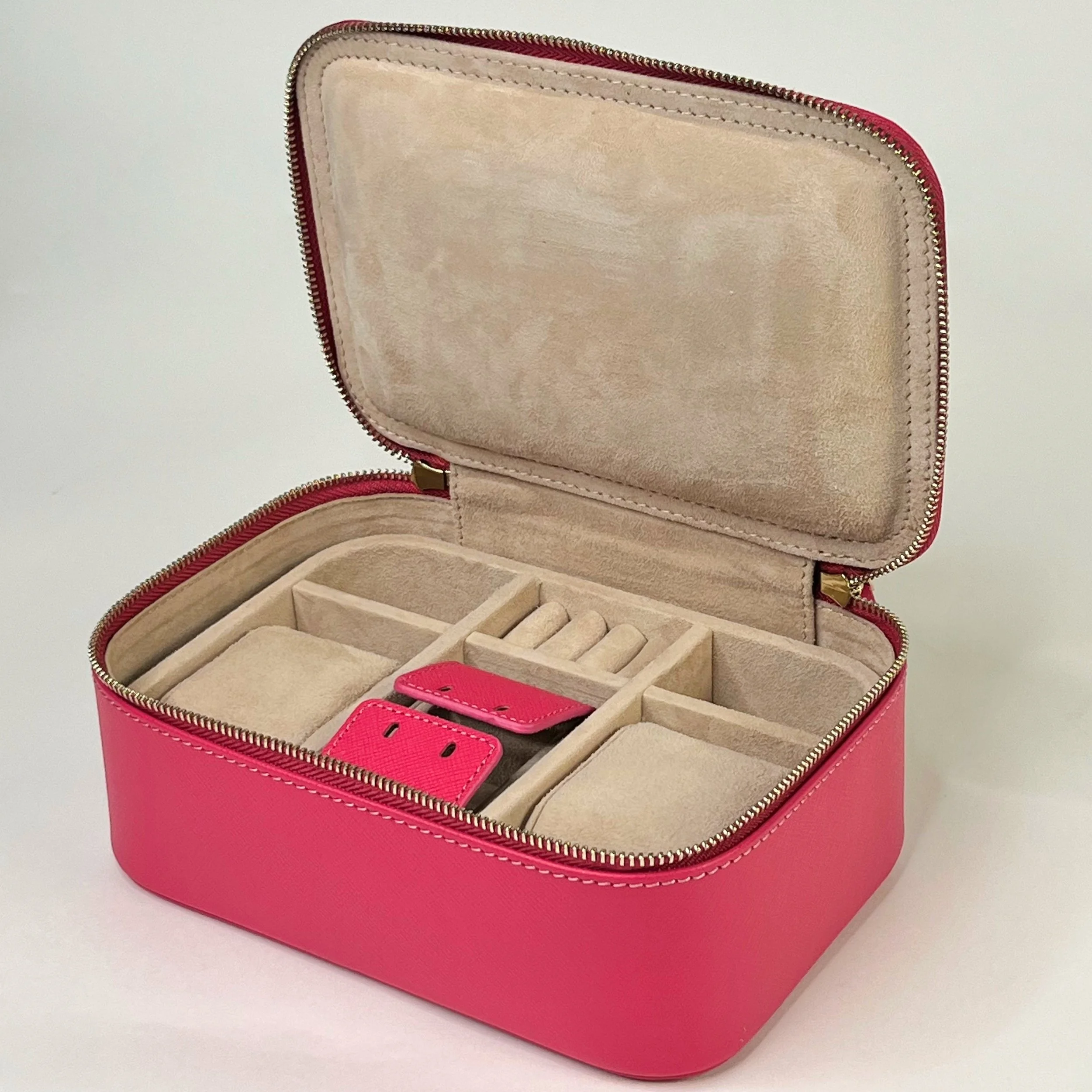 Lei PATEK パテック レザー製 コレクションケース ボックス Patek Philippe Pink Leather Travel Jewelry Case with Suede Interior
